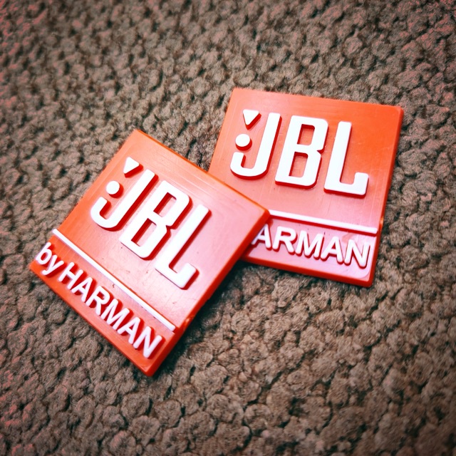 Tem JBL By Harman dán thùng loa nhựa cứng 2.7cm ( giá 2 tem )