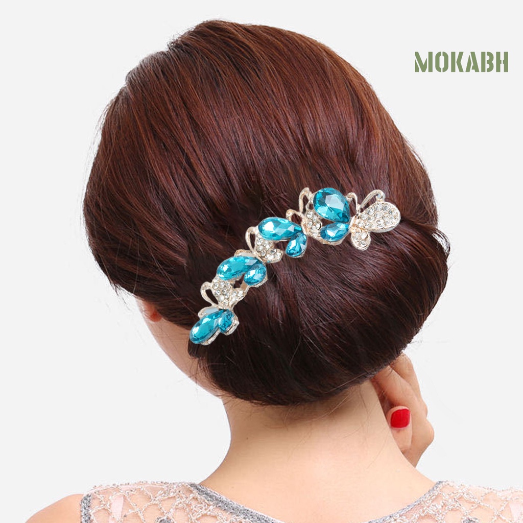 Lược Cài Tóc Hình Bướm Đính Đá Bốn Răng Cao Cấp