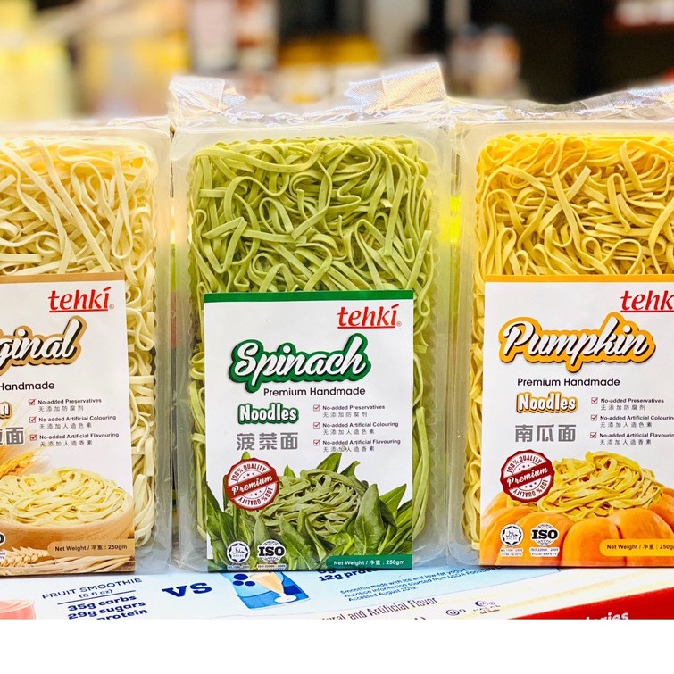 Mì Ramen Rau củ Tehki Gói 250g (cà rốt, tinh than tre, bí đỏ, rau bina) - chính hãng, nhập khẩu Malaysia