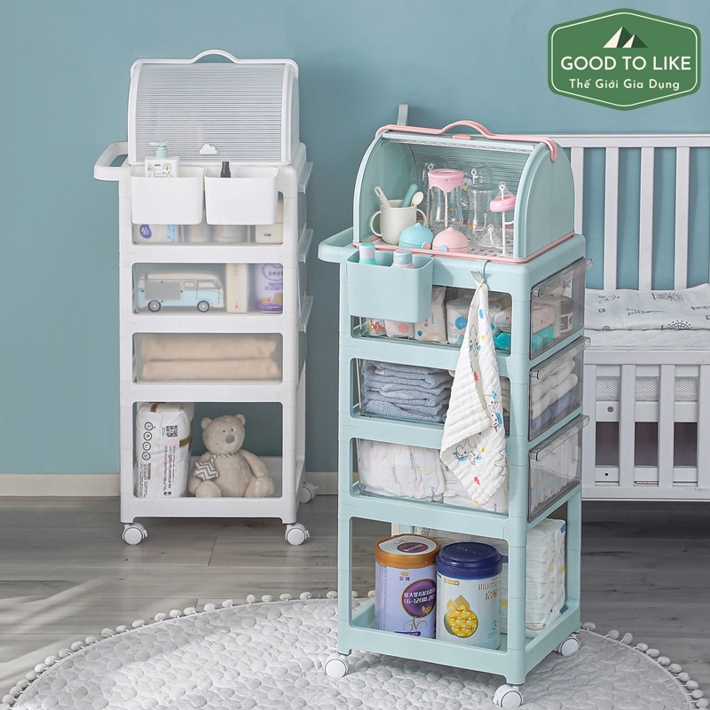 Kệ Để Đồ Sơ Sinh Đa Năng 4 Tầng Yeya Kết Hợp Giá Úp Bình Sữa Có Bánh Xe Siêu Tiện Lợi Cho Mẹ Và Bé.Xe Đựng Đồ Sơ Sinh