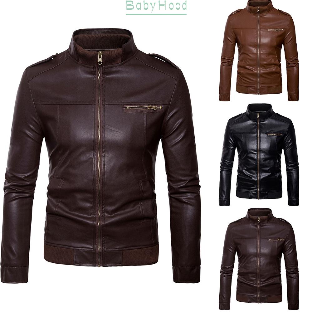 【Big Discounts】Mens Vintage Cafe Black Brown PU Leather Jacket Fashion Slim Fit Biker Coat#BBHOOD