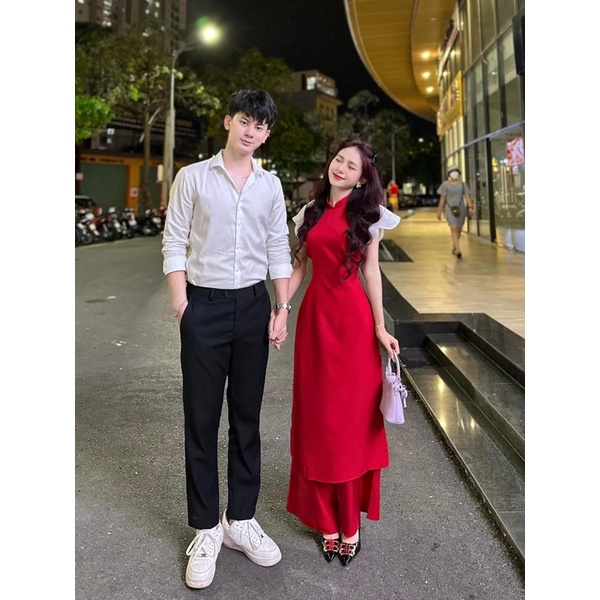 SET ÁO DÀI PHỐI TAY VOAN PHỒNG + QUẦN SUÔNG