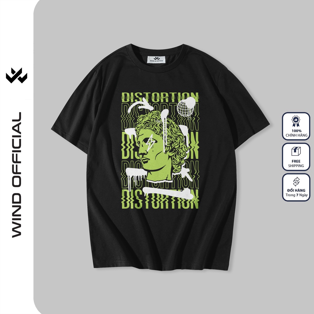 Áo thun tay lỡ unisex WIND phông form rộng DISTORTION thời trang nam nữ oversize ulzzang