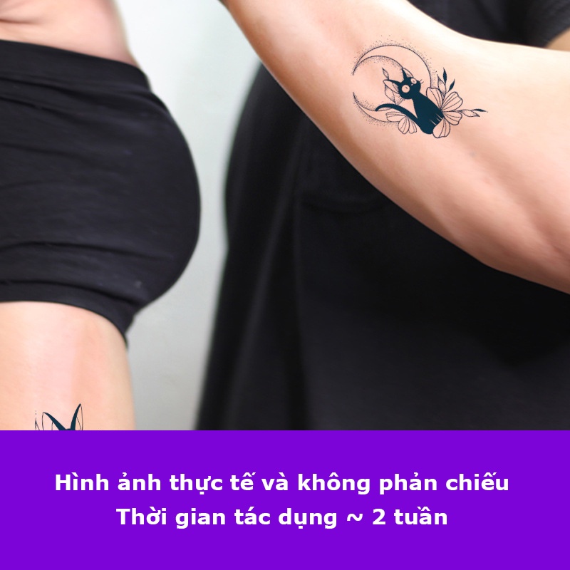 Miếng dãn hình xăm thảo dược HC-029, hình tattoo mèo mặt trăng cực đẹp