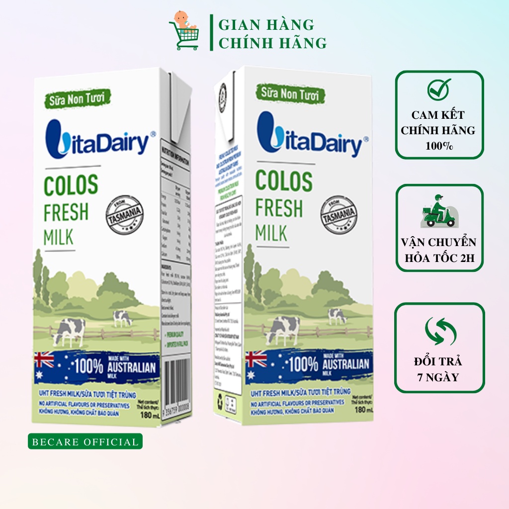 Sữa non tươi VitaDairy Colos Fresh Milk 180ml [Thùng 24 hộp]