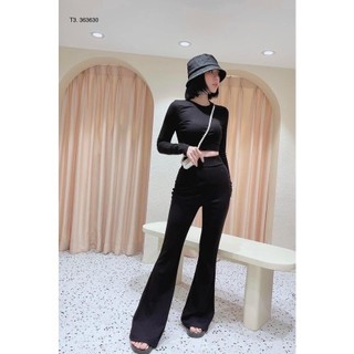 Quần ống loe cạp cao legging dáng dài, Quần legging nữ ôm ống loe dáng dài FREESHIP L056