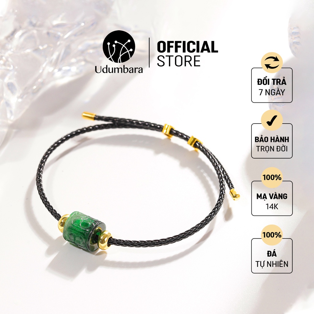 Vòng tay cuff đen ngọc sơn thủy lu thống may mắn phong thủy Udumbara