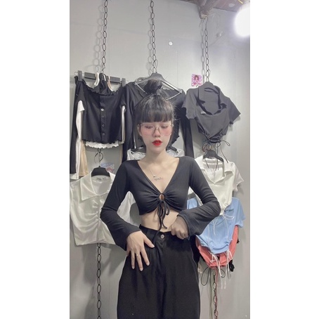 ÁO CROPTOP TAY LOE CỘT DÂY