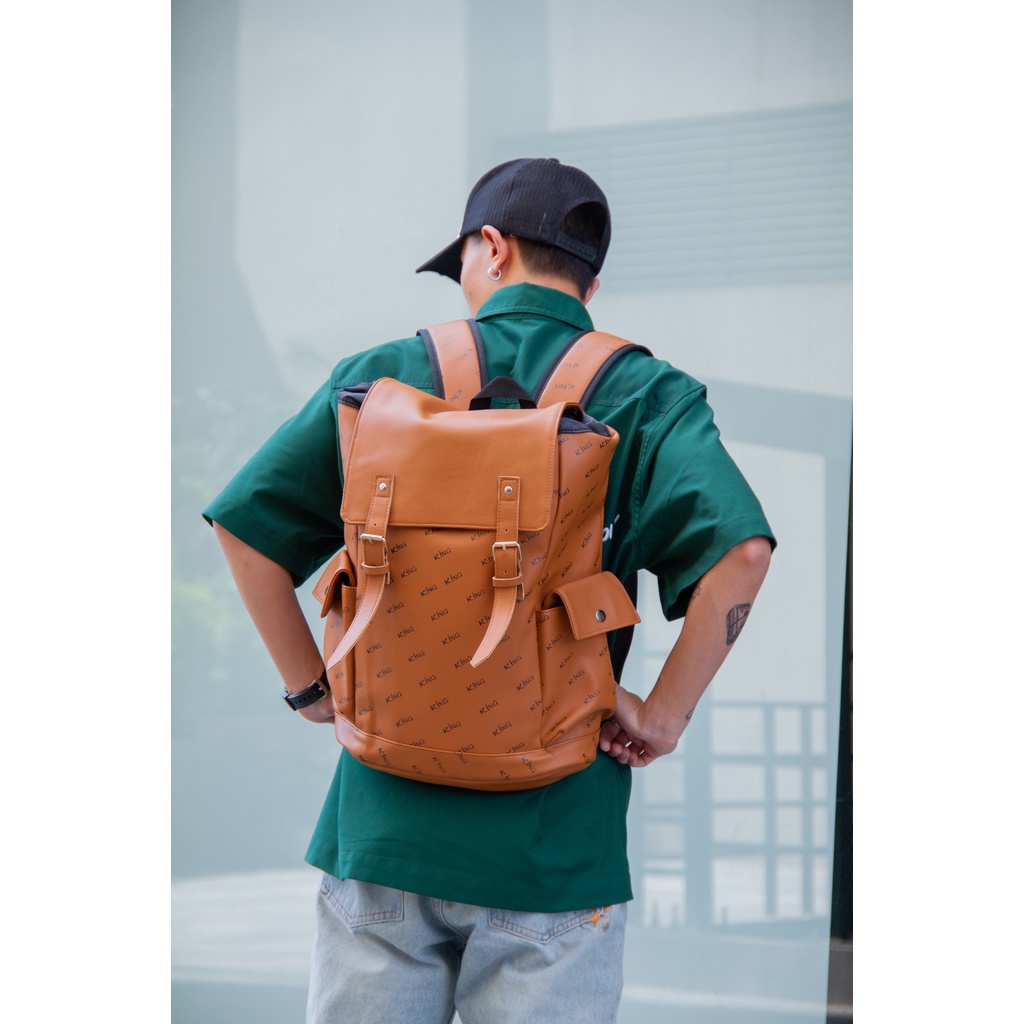 Balo Da Backpack Unisex Chống Nước Balo Backpack King 3-Màu Nâu