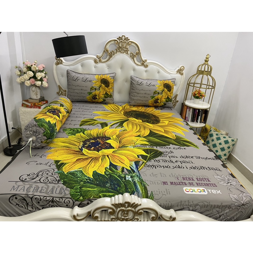 Bộ Drap gối { 4 món} thun Ý 5D Cao Cấp , mát lạnh, thấm hút tốt.