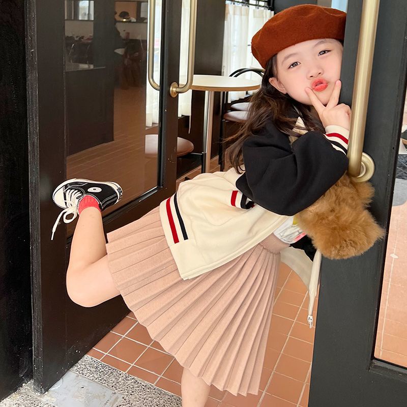 Áo Khoác Bóng Chày Màu Sắc Thời Trang Mùa Thu Phong Cách Hàn Quốc Cho Bé Gái