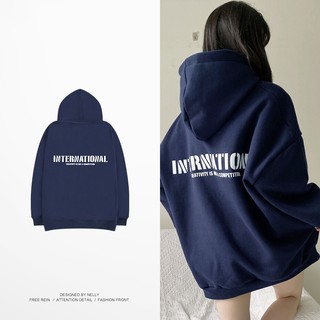 [NY0407] Áo hoodie Nelly nỉ lót lông mềm in hình "International" áo sweater (NELLY)