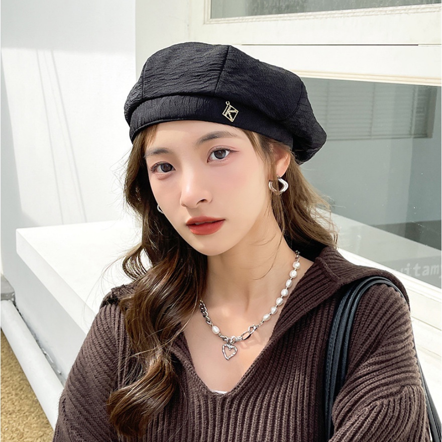 Mộc® Mũ nồi beret vải nhún thời trang phong cách Hàn Quốc mới