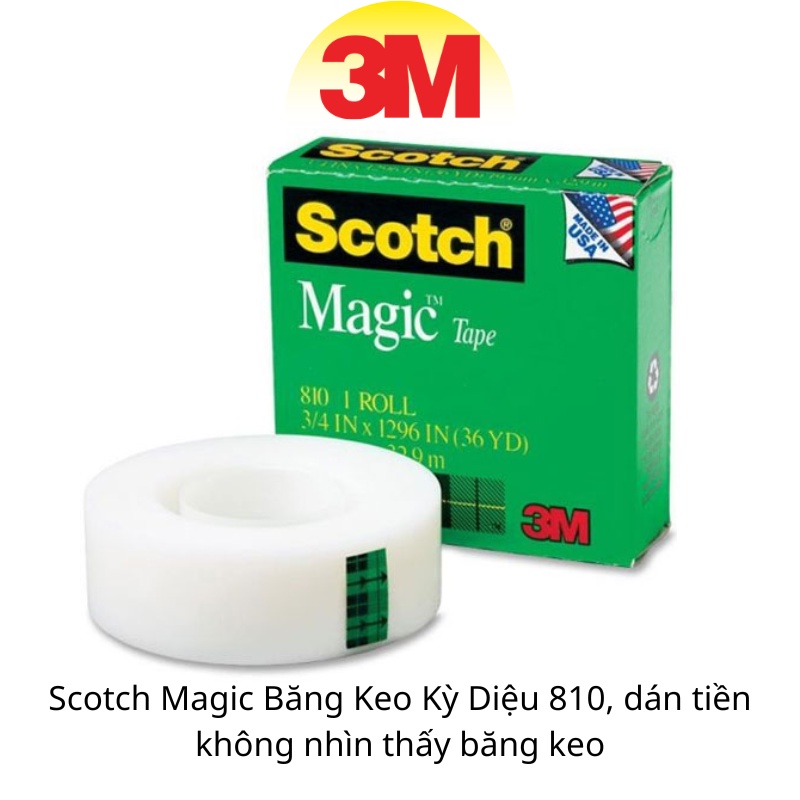 Scotch Magic Băng Keo Kỳ Diệu 810 19mmx32,9m, là loại băng keo mờ dán tiền không nhìn thấy băng keo 70016031976