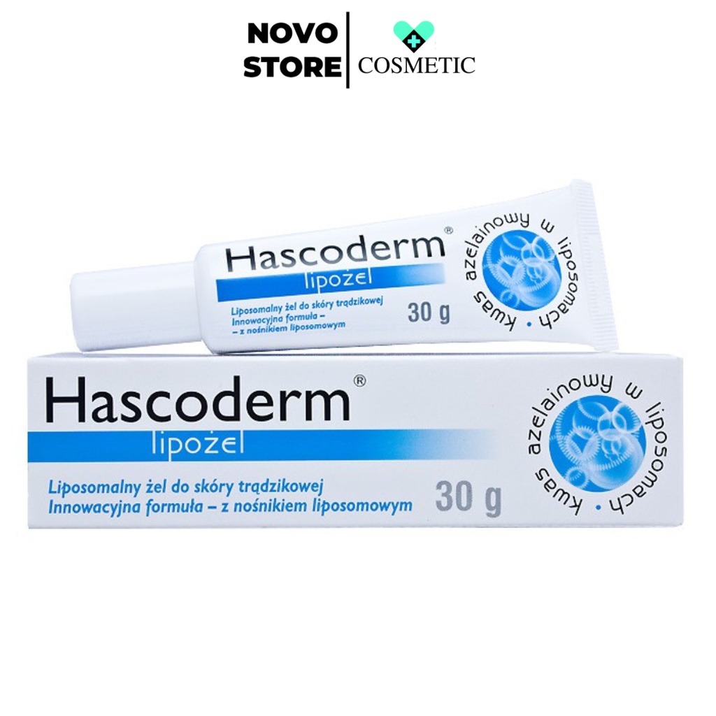 Gel chấm mụn Hascoderm Lipozel tube 30g giảm thâm mụn hiệu quả hàng Ba Lan