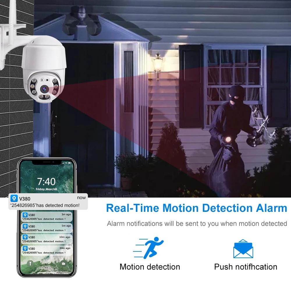 Camera An Ninh CCTV V380 HD 1080P Kết Nối Wifi Không Dây, Hỗ Trợ Tầm Nhìn Ban Đêm, Chống Thấm