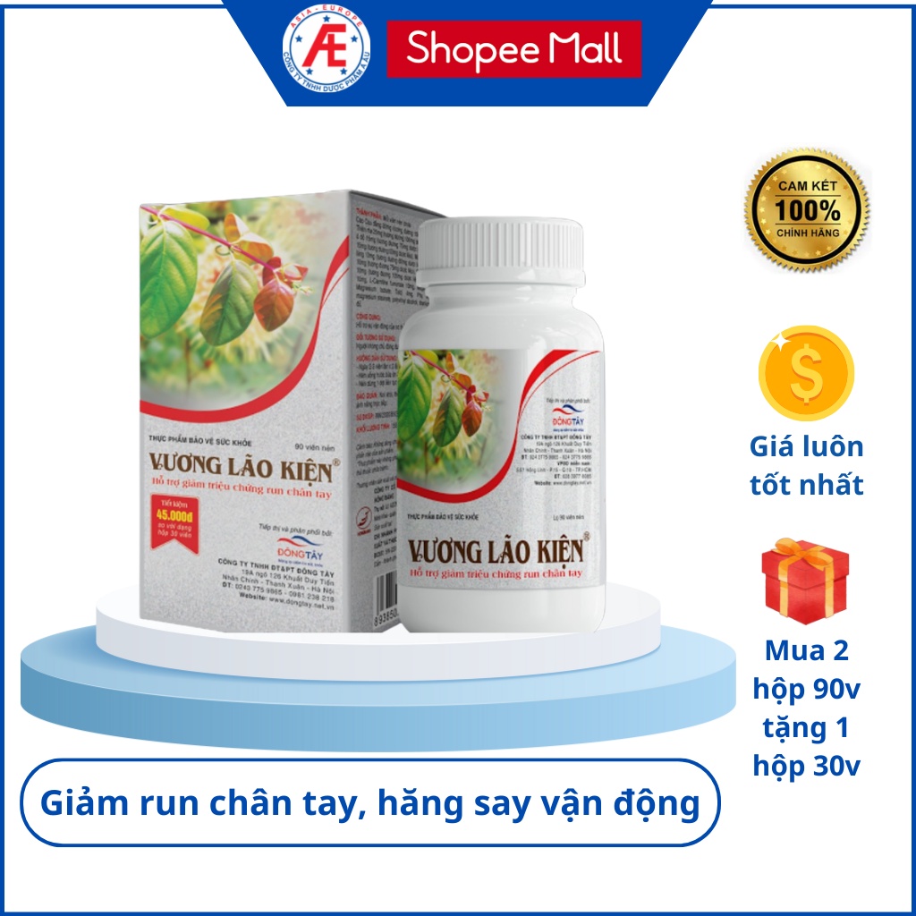 Vương Lão Kiện - hỗ trợ giảm run tay chân, hộp 90 - 180 viên
