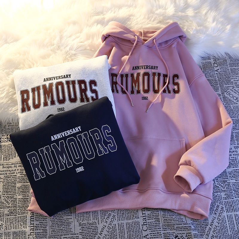 Áo Khoác Hoodie Tay Dài Vải Nhung Dày Dặn In Chữ Phong Cách Hip Hop Đường Phố Mỹ Thời Trang Cho Nam