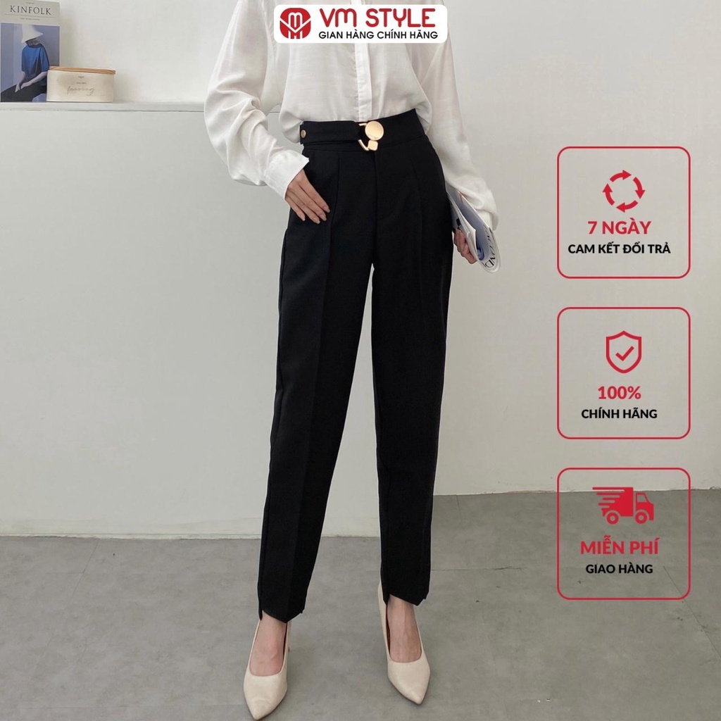 Quần tây baggy nữ VMSTYLE lưng cao lai kiểu cạp móc khuyên 07187 QTB00003