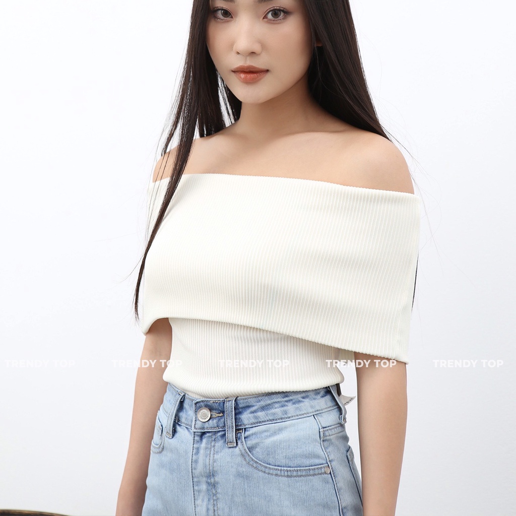 Áo trễ vai - Áo tiểu thư hở vai quyến rũ chất liệu thun gân co giãn AT29, CTWOMEN