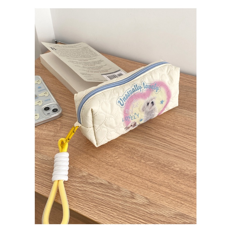 Túi Đựng Bút / Mỹ Phẩm Cỡ Lớn Hình Chú Cún Đáng Yêu Phong Cách Hàn Quốc Ốp
