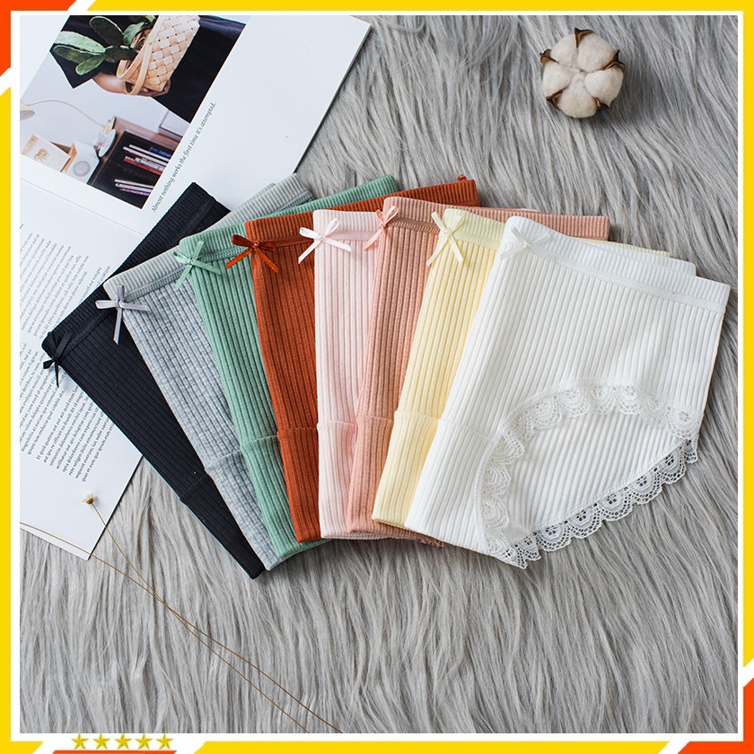 Quần Lót Nữ Cotton Kháng Khuẩn Gân Tăm Freeship Quần Chip Nữ Viền Ren Siêu Mềm Mịn Thoáng Mát QL09 - Size 35-65kg