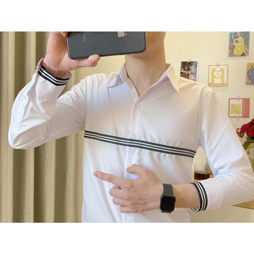 Aó sơ mi nam dài tay chất lụa Thái cao cấp chống nhă, phom body Hàn Quốc, mặc mát