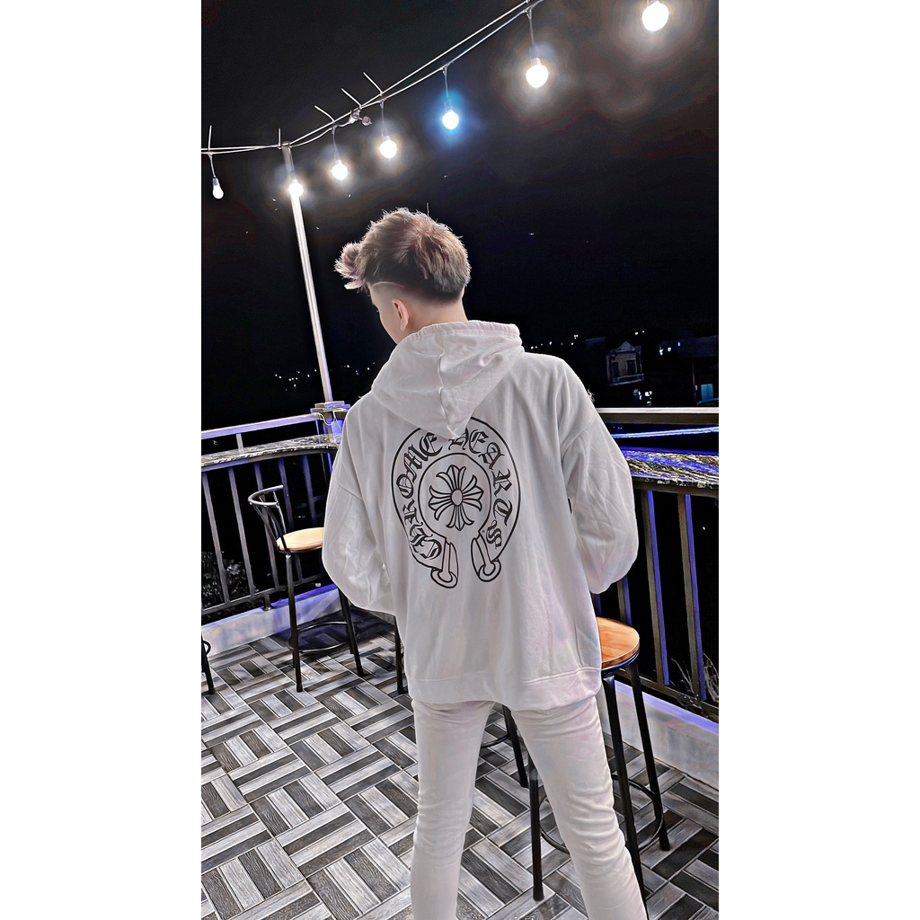 Áo nỉ có mũ , áo Hoodie in họa tiết chome sang chảnh