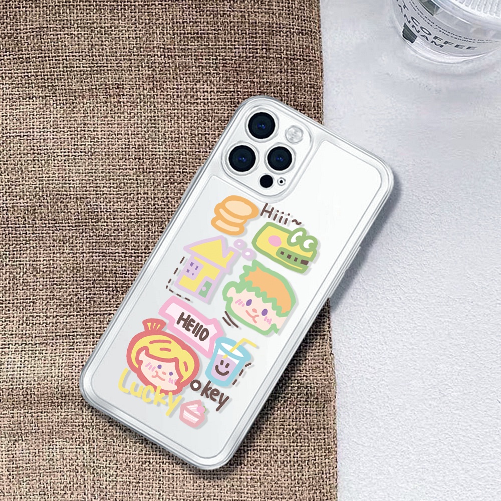 Ốp Điện Thoại Trong Suốt Hình Vẽ Nguệch Ngoạc Cho iphone 14ProMax 14Plus 13 11 12 7 Plus X XR