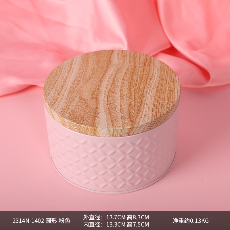Hộp đựng bánh tròn vân nổi màu pastel cực dễ thương, hộp kim loại, hộp thiếc