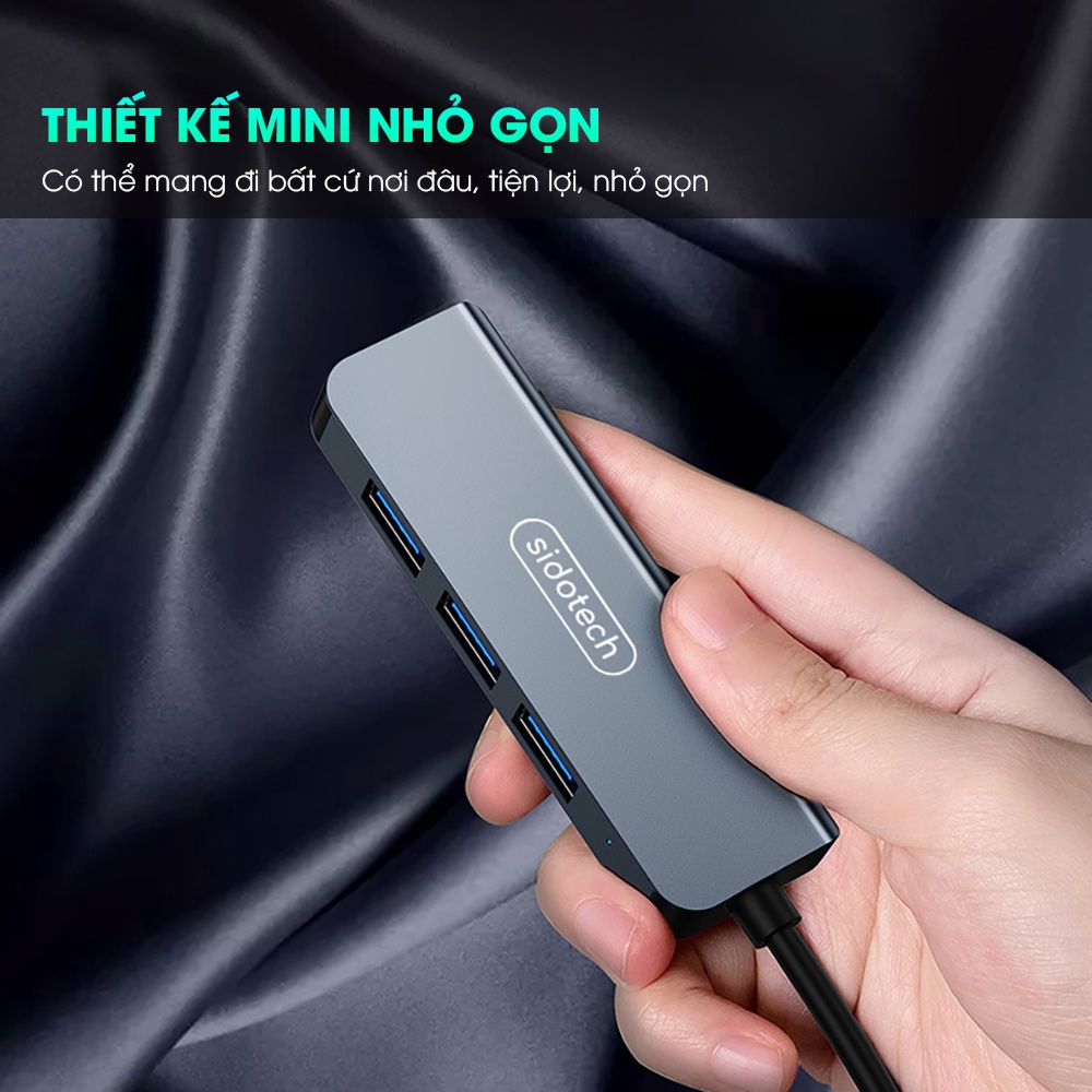 Hub usb type c 3.0 tốc độ cao 4 port SIDOTECH cổng chia mở rộng kết nối chuyển đổi cho PC máy tính laptop táo máy in