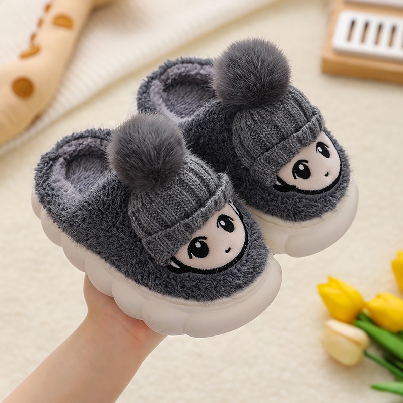 Dép Bông Đi Trong Nhà Đế Cao Su Siêu Nhẹ Chống Trơn Trượt Dành Cho Các Bé Hình Kute