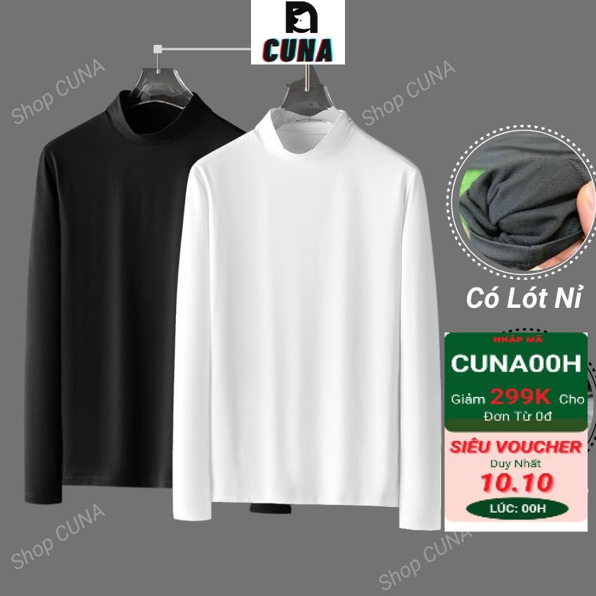 Áo giữ nhiệt nam lót nỉ áo ấm nam dài tay cổ cao 5 phân giữ ấm dày dặn -QQ SHOP