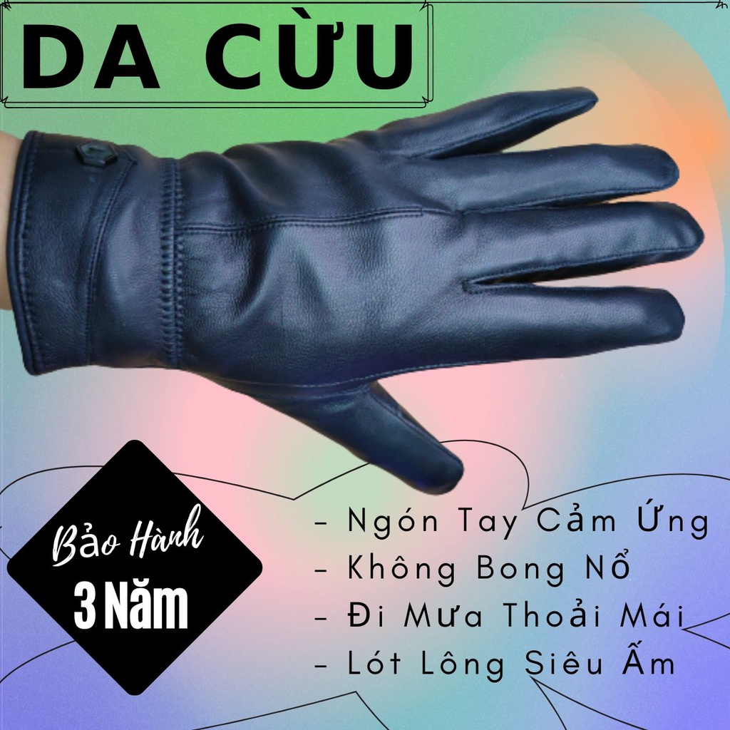 Găng Tay Da Cừu Nam Mỏng Nhẹ Lót Lông Cao Cấp Đi Mưa Thoải Mái, Dễ Lái Xe - Không Bong Nổ - Bảo Hành Da Thật 3 Năm .M104
