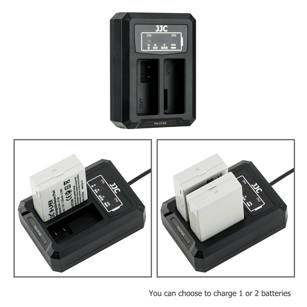 JJC LC-E8E Bộ Sạc Pin USB Cho Pin LP-E8 của Máy ảnh  Canon EOS 700D 650D 600D 550D và các máy ảnh khác