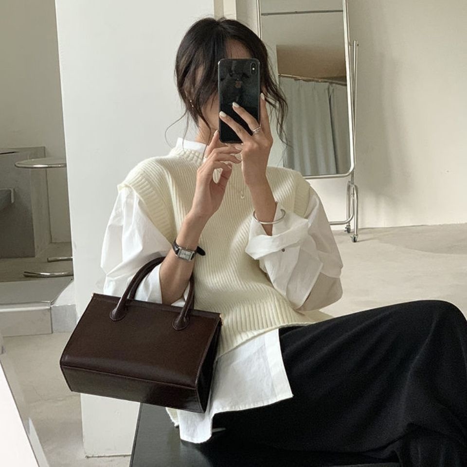 Han Phiên Bản Mới niche Túi Xách Đeo Vai Da Sáp Dầu Cổ Điển Cải Thiện Phong Cách joker Mùa Đông Cho Nữ BaoChao