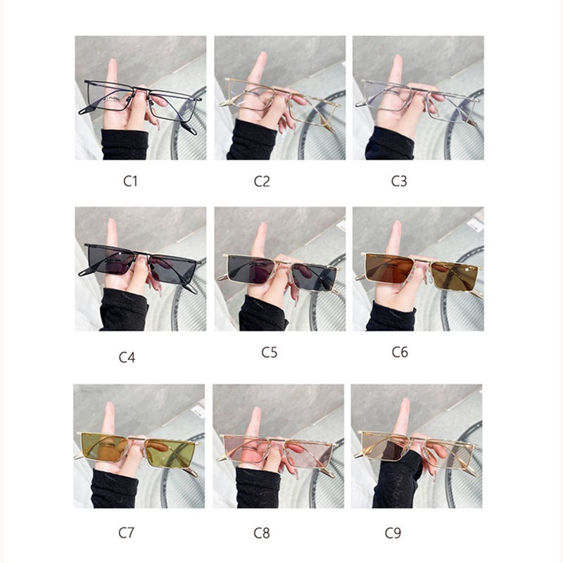 Kính Mát Gọng Vuông Kim Loại Thời Trang Cho Nam Nữ