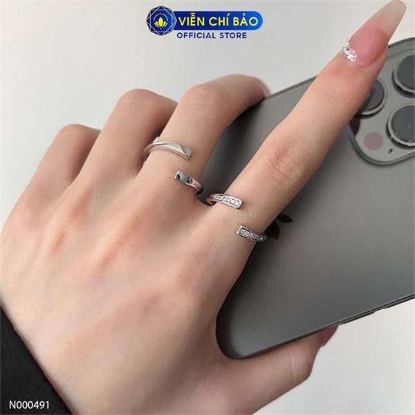 Nhẫn bạc nữ Lazy đính đá chất liệu bạc 925 thời trang phụ kiện trang sức Viễn Chí Bảo N000491