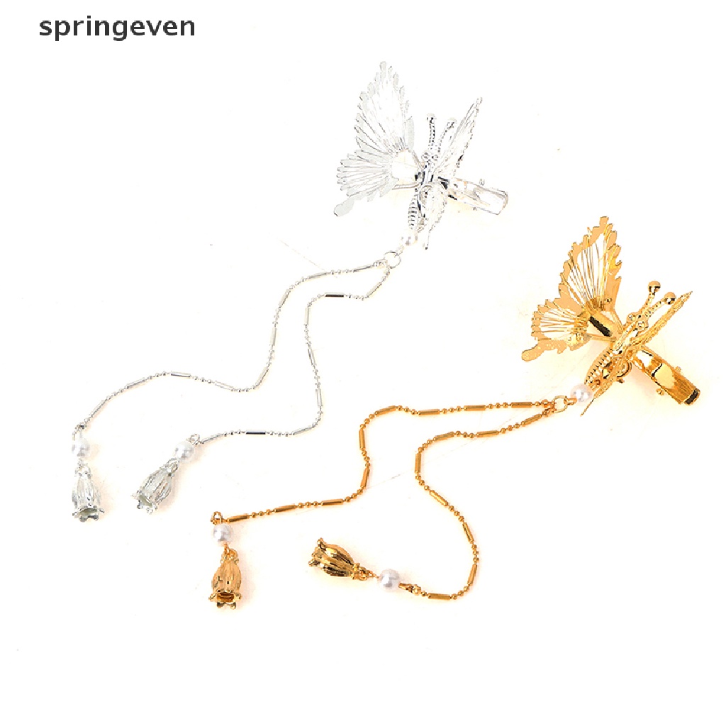 Kẹp Tóc Hình Bướm Phối Tua Rua Phong Cách Cổ Điển