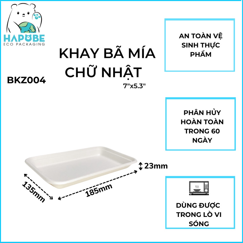 125 khay bã mía 18x13cm 7inch BKZ004