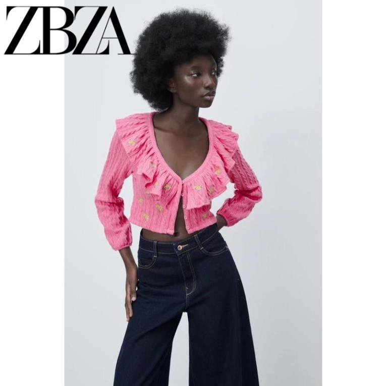 Made in Morocco - Áo Zara Cardigan Len Dệt Kim Cổ Thêu Hoa Mùa Xuân BN5649