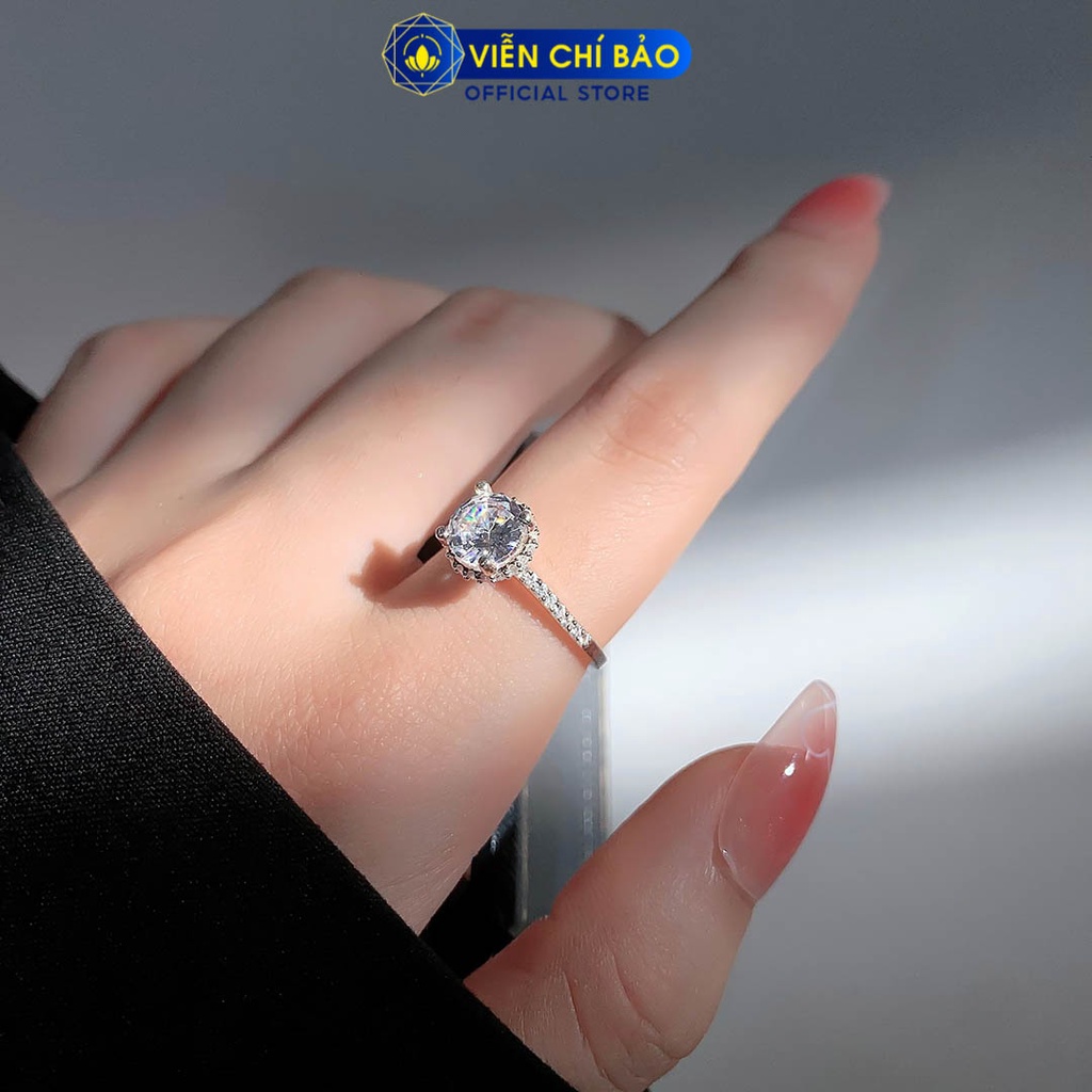 Nhẫn bạc nữ đính đá dải tròn chất liệu bạc 925 thời trang phụ kiện trang sức Viễn Chí Bảo N400871