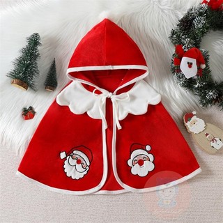 Áo choàng poncho có nón họa tiết giáng sinh dễ thương cho bé gái 6 tuổi