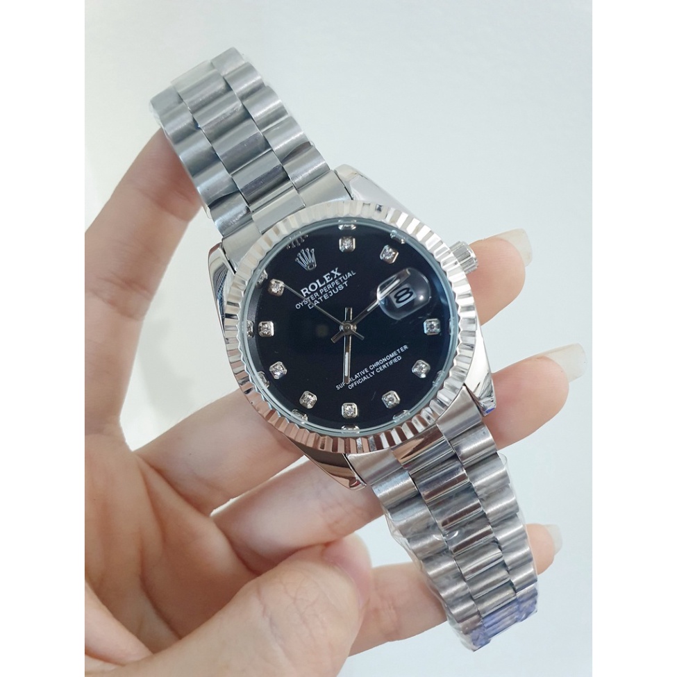 Đồng Hồ Nam Rolex đồng hồ Nam rolex date just dây đặc nguyên khối, mạ không rỉ, Full Box Tặng Pin