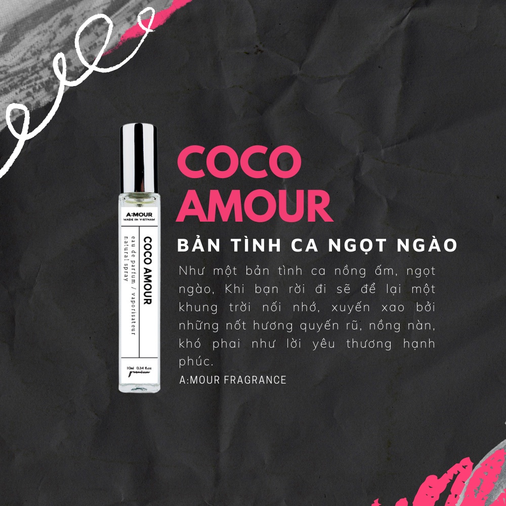 Nước Hoa Nữ Coco Amour Nguyên Liệu Nhập Pháp Hương Thơm Ngọt Ngào, Bí Ẩn, Dạng Xịt 10ml và 2ml