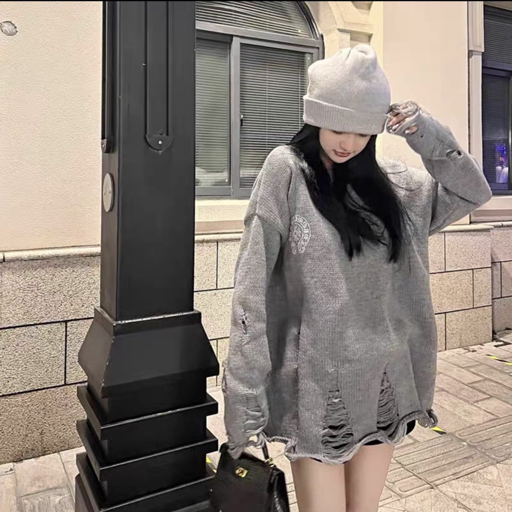 ÁO LEN RÁCH CHROME HEARTS 2.0 HÀNG QUẢNG CHÂU CAO CẤP. ÁO LEN THỜI TRANG LUXURY SANG TRỌNG