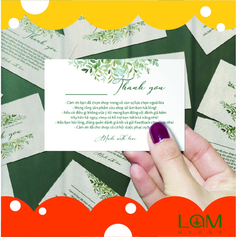 Card Cám Ơn, Card Thank You, Thiệp Cảm Ơn - Size 9x5,4cm - Giấy C300 Cán Màng Mờ 2 Mặt - MS: 01