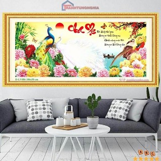Tranh thêu chữ thập cha mẹ 88cm x 43cm