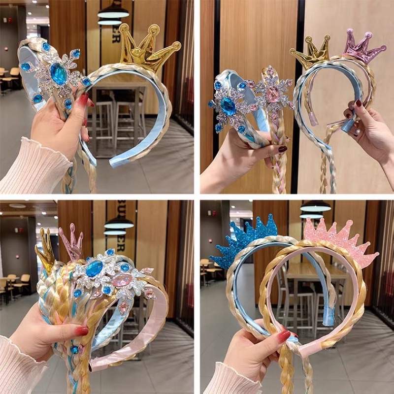 Cài tóc băng đô tóc dài công chúa Elsa cho bé gái