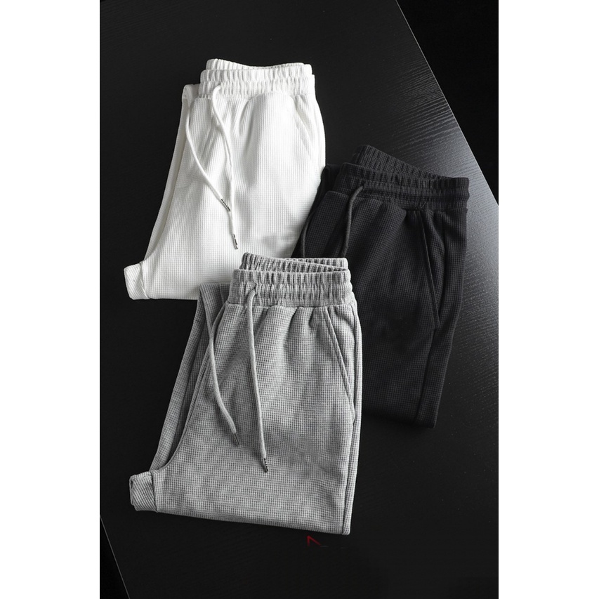 Quần Jogger nam ống rộng bo gấu dây rút kiểu dáng hàn quốc có túi vải tổ ong Quần nỉ nam ống suông dài mặc thể thao gym